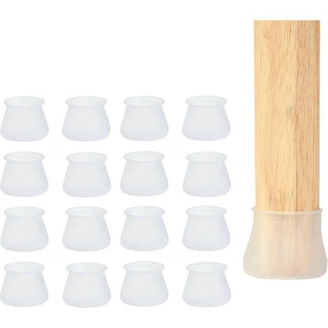Patins de protection pour meubles en silicone blanc, résistants, transparents et antidérapants, pour pieds de chaises de salle à manger ou de parquet, adaptés aux chaises de maison et de bureau (24 pi (1/4)