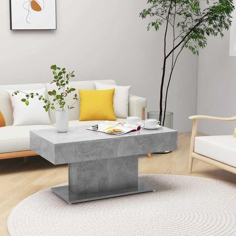 Table basse gris béton en bois d’ingénierie 96 x 50 x 45 cm - PANGIVO (1/5)