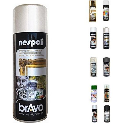 Lot de bombes de peinture - Aérosol NESPOLI 400ml - peinture en spray MadeInNature - Chrome argent effet métal - Lot de 6.