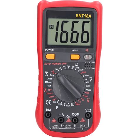Multimètre numérique 1000V DC 750V AC Voltmètre Ampèremètre, Testeur de tension et analyseur avec écran digital (1/5)