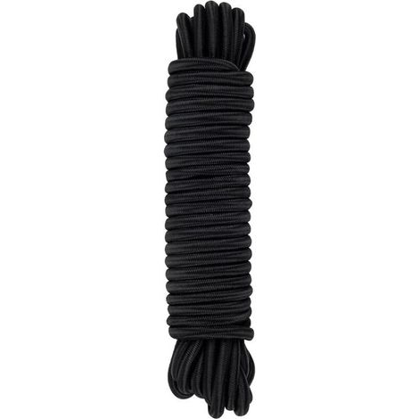 Tendeur Élastique Noir, 8 mm x 10 m, Corde en Polypropylène pour Fixation