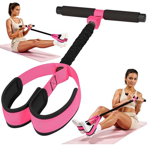 Verbessertes, robustes Pedal-Widerstandsband mit Griff, kompatibel mit verdicktem Latexschlauch und weichem Schaumstoff-Fußpedal, Sit-up-Bauchmuskeltrainingsgerät (Pink) (1/5)