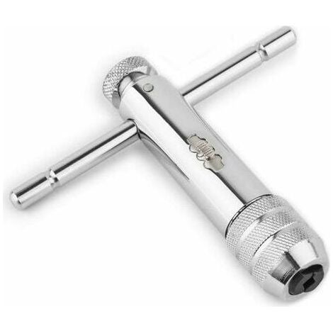 Portamachos de trinquete con mango en T ajustable, llave de roscado M5-M12, máquina de mano, tornillo de trinquete, rosca de roscado tipo T, tapón métrico, herramienta de roscado (1/4)