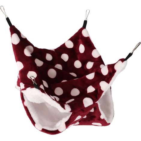 Hamac à 3 couches pour petits animaux, sûr, doux et chaud, en peluche, idéal pour hamsters, furets et écureuils. Couleur : rouge vin. (1/5)
