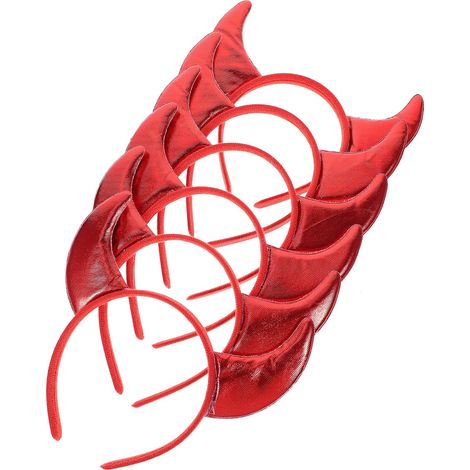 6-Piece Red Plastic Devil Horn Headbands (1/5)