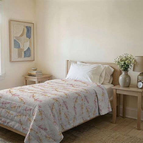 Couvre-lit matelassé d’été Ligne en Microfibre Douce imprimée – Couette Printemps-été mi-Saison – Bouquet Rosa, 1 Place et demie 200x240 cm (1/5)