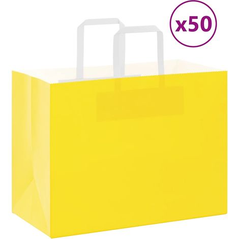 Sacs en papier 50 pcs avec poignées jaune 32x17x25 cm vidaXL