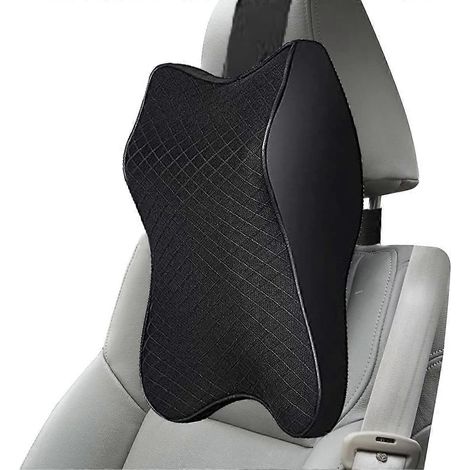 Appuie-tête de voiture, coussin cervical avec mousse à mémoire de forme, coussin cervical pour un soutien optimal de la nuque, noir respirant (1/4)