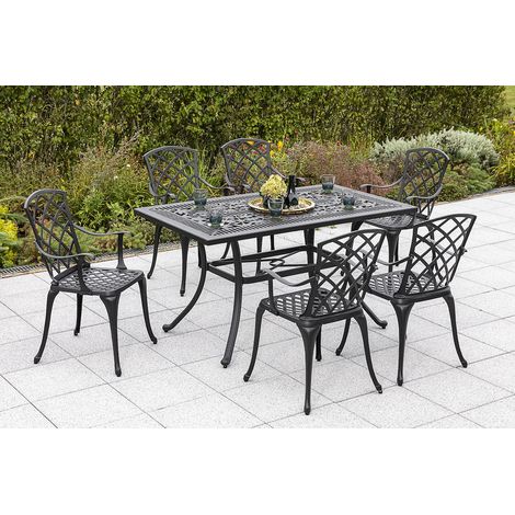 Rhodos Set 7tlg 6 Sessel Tisch 140x80cm Aluminium