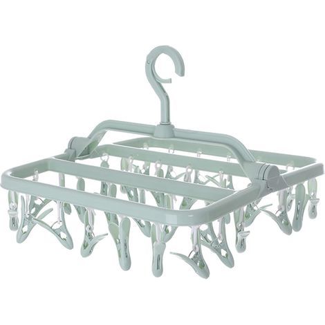 (Vert )Etendoir Chaussette, Etendoir Linge avec 32 Pinces, Sechoir a Linge Pliant Suspendu, Etendoir Linge Interieur Extérieur, pour Chaussettes, sousVêtements et Petits Vêtements (1/5)