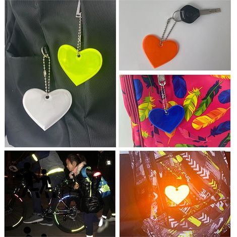 12 pièces Miroirs de Sécurité en Forme de Cœur pour Enfants - Accessoires Réfléchissants pour Vélo, Sac à Dos et Sécurité Routière (1/5)