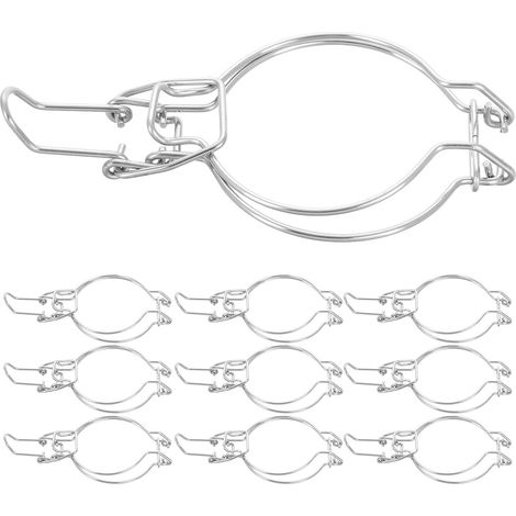 Lot de 10 Montures en Acier Inoxydable Argenté pour Bocaux Verre à Large Ouverture Fermeture Hermétique, Accessoires la Cuisine pour Conservation et Usage Commercial (1/5)