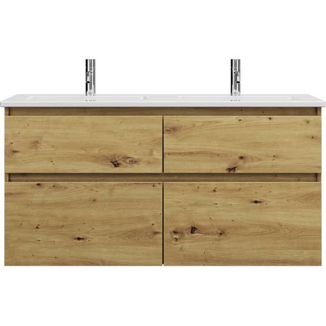 burgbad Lin20 double lavabo en céramique Blanc brillant avec
