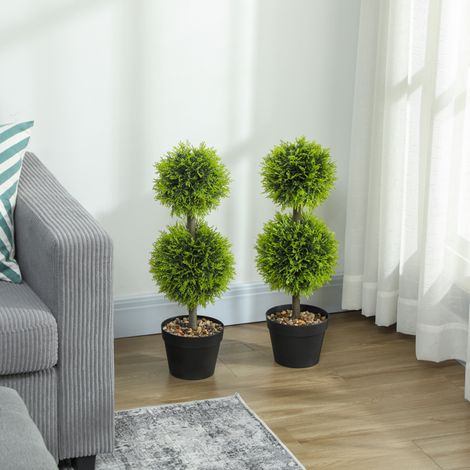 Double-Ball Artificial Plants with 213 Realistic Leaves for Home and Office Decor, No Maintenance, Fully Assembled, 60cm Height (1/5)