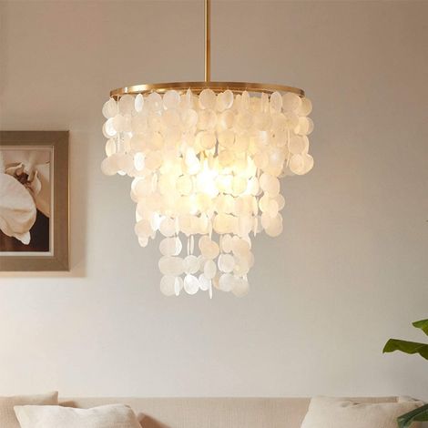 suspension scandinave luxueuse forme coquillage pour chambre et entrée luminaire créatif décoration de maison 220v sans ampoules (1/3)