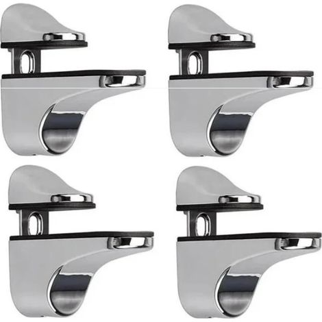 Support D'étagère en Verre Réglable, 4 Pcs Support D'étagère en Verre, Pince en Verre à Fixation Murale, Support pour Étagères en Verre, pour Tablette Verre (1/4)