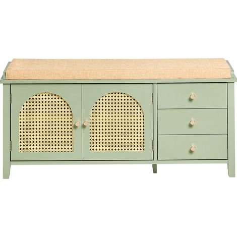 Scarpiera con sedile e ante a traliccio Panca con vano portaoggetti Scarpiera cassettiera Verde 100x34x46cm FSR129-GR SoBuy (1/5)