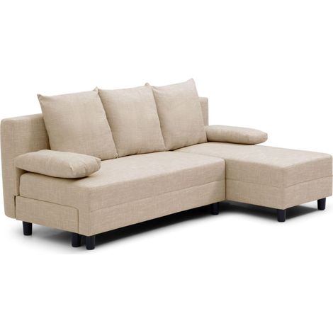 Canapé d'angle convertible Expression Tissu Beige