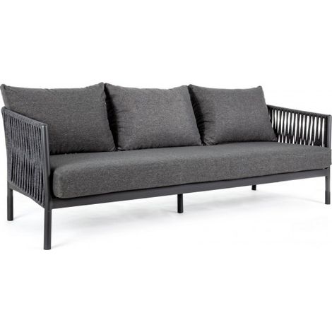 Divano "Florencia" a tre posti, con cuscini comodi, struttura in alluminio, da 220 cm -Antracite (1/5)