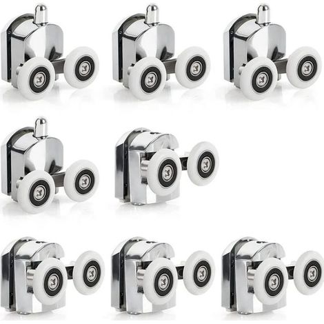 Roulettes porte douche coulissante en zinc, 8 pièces de rechange 23mm, double galet pour cabine de douche, glissière salle de bain (1/4)