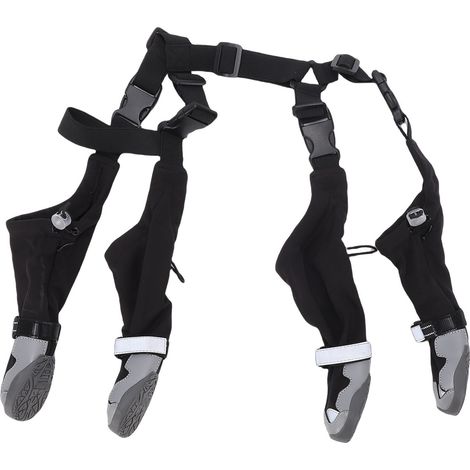 Chaussons à bretelles pour chien, pantalon Anti-saleté avec chaussures pour animaux de compagnie réglables pour la marche en plein air et protecteurs de griffes L (1/5)