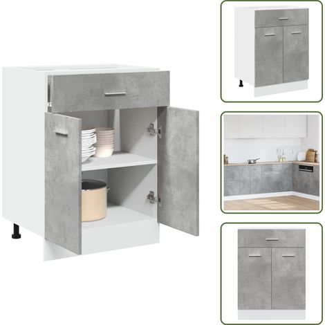 vidaXL Schubunterschrank Betongrau 60x46x81,5 cm Holzwerkstoff (1/5)