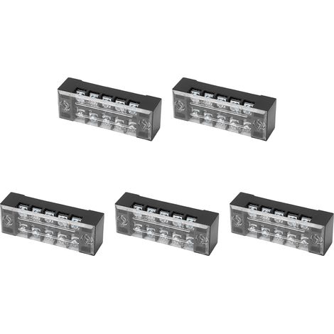 borniers à barrière double rangée TB 15A 600V, vis M3, barrière de câbles haute ténacité, 5 positions (1505) (1/5)