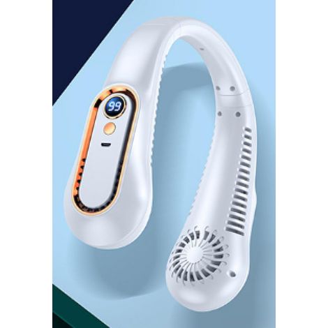 Ventilateur De Cou Usb Rechargeable Mini Numérique Portable Leaf Free Fan (blanc) (1/5)