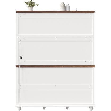 Hoher Küchenschrank mit RGB-LED, verstellbaren Regalböden, Metall-Glashalter, weiß (1/5)