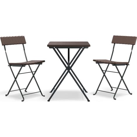 Maison Exclusive - 3-tlg. Bistro-Set Klappbar Braun Poly Rattan