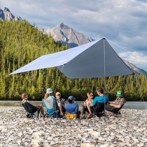 Tragbare Markise 3x3m, wasserdichtes Sonnensegel für Camping und Strand, Weiß
