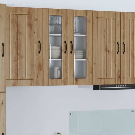 vidaXL Cabinet en verre mural LUCCA Chêne artisanal 60 x 31 x 80 cm