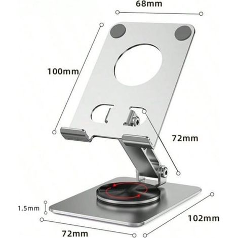 Support téléphone 360° métal,pliable,alliage aluminium,compatible iPhone/Android,cours en ligne,vidéo,cadeau. (1/5)
