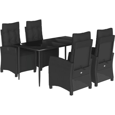 Ensemble à manger de jardin coussins 5pcs  Mobilier de jardin Noir Résine tressée (1/5)