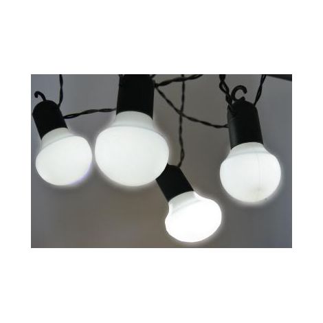 Lichterkette mit 50 LED weiße Kugeln, 5m Zuleitung