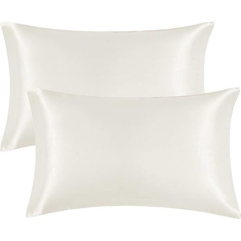 Satin-Kissenbezüge für Haar und Haut, Set mit 2 seidig-blauen Kissenbezügen, weich, atmungsaktiv und glatt aus Seide.