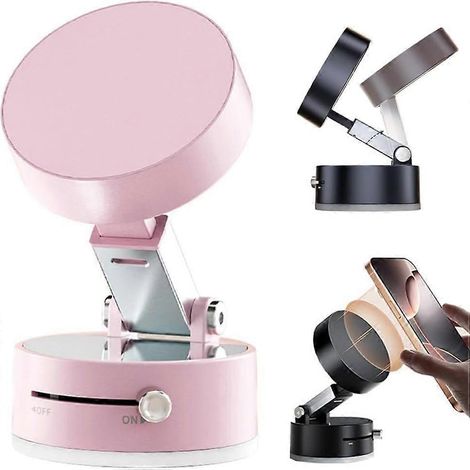 Support de téléphone magnétique à ventouse, fixation magnétique pliable et rétractable rose (1/5)