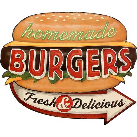 Letrero decorativo de hamburguesa - Estilo vintage (1/5)