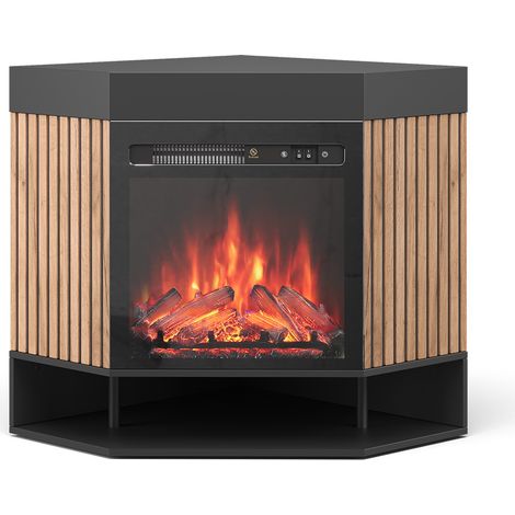 cheminée électrique Lynea, Noir, 100cm avec effet de flamme réaliste et chauffage 1800W, Vicco (1/5)