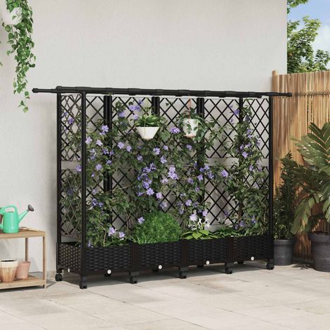 Teenpull – Hochbeet mit Rankgitter und Dach Schwarz 202,5 x 40 x 127 cm PP (1/5)