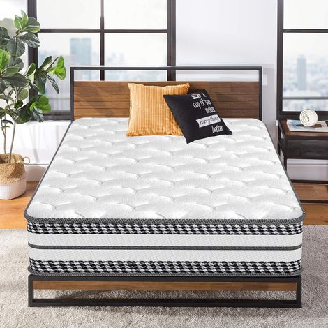 Matelas 90X200 cm, épaisseur 26 cm, combinaison de ressorts ensachés indépendants et de mousse à mémoire de forme, hypoallergénique, doux pour la peau, favorise un sommeil profond