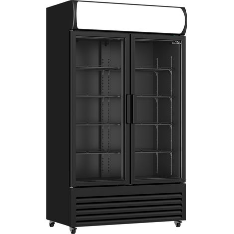 Armoire à boissons 2 portes 730 Litres sur roulettes Full Black PREMIUM - GOLDINOX (1/4)