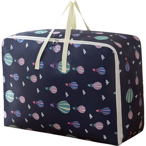 Grand sac de rangement en tissu Oxford - Étanche avec fermeture éclair - Pour couettes, vêtements et linge de lit - Bleu marine - Sac de déménagement (1/5)