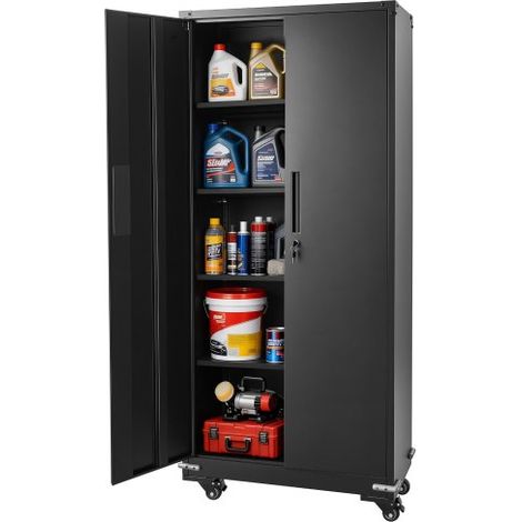 Armoire de jardin Métallique 184,5 cm 5 Niveaux avec 4 Étagères Réglables Noir (1/3)