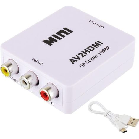 Adaptateur RCA vers HDMI (blanc), convertisseur AV vers HDMI, compatible 1080p avec câble USB (1/5)