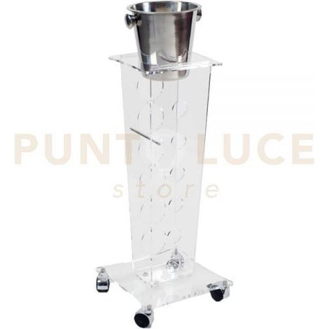 PORTABOTTIGLIE ICE TOWER CON SECCHIELLO PORTA GHIACCIO IN CRISTALLO ACRILICO TRASPARENTE