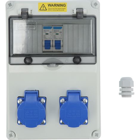 Distributeur d'alimentation mural 2 positions pour boîtier électrique de chantier extérieur 16A 220-250V
