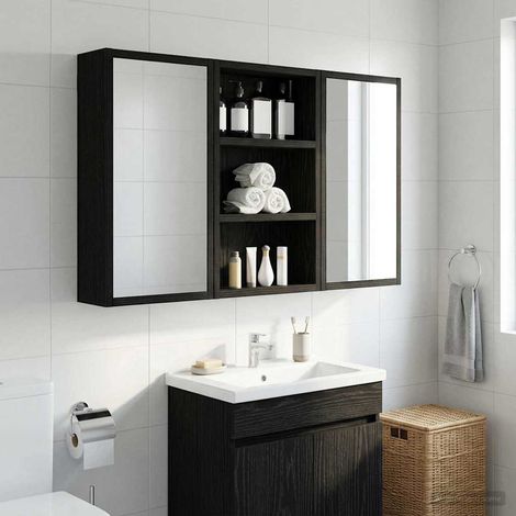 vidaXL Bathroom Wall Cabinet Black Oak 30 x 10 x 50 cm Engineered wood