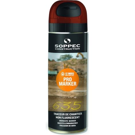 Bombe peinture chantier PROMARKER Marron (500 ml) - 141509 - Soppec (1/5)