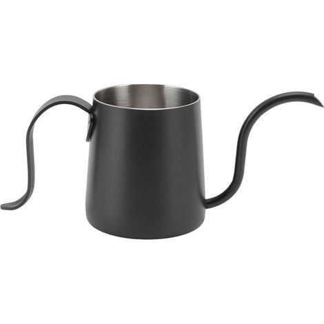 Caffettiera Wifehelper in acciaio inox 304, 250 ml, beccuccio lungo, caffettiera domestica con manico curvo (nera). (1/5)
